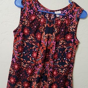 Merona Red & Pink Mod 60s Sleeveless Blouse